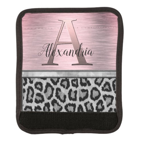 Shimmery Pink Blush Monogram Leopard Luggage Handle Wrap