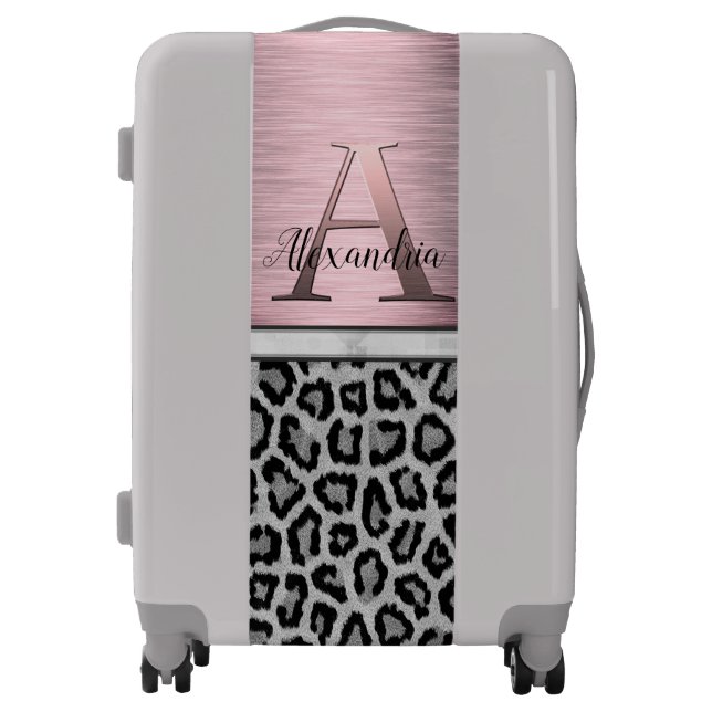 Shimmery Pink Blush Monogram Luggage (Front)