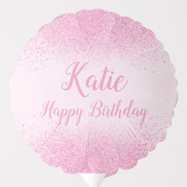 Shimmery Pink Glitter Dust Birthday Balloon (Front)