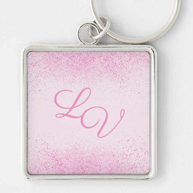 Shimmery Pink Glitter Dust Keychain (Front)