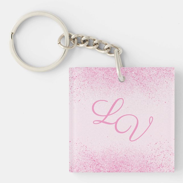 Shimmery Pink Glitter Dust Keychain (Front)