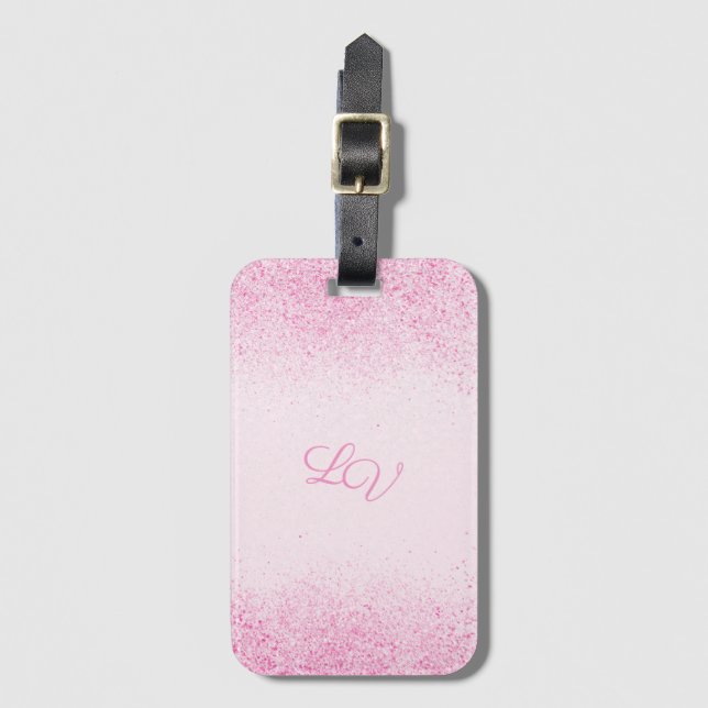 Shimmery Pink Glitter Dust Luggage Tag (Front Vertical)