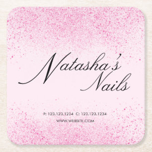 Shimmery Pink Glitter Dust Square Paper Coaster