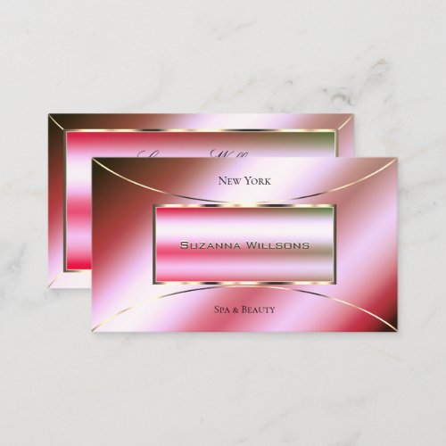 Shimmery Pink Green Ombre Golden Decoration Luxury Business Card