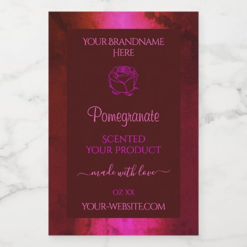 Shimmery Pink Red Marble Product Label Rose Flower