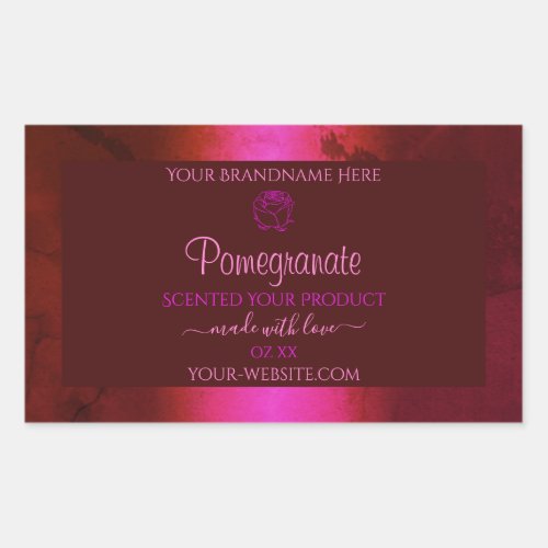 Shimmery Pink Red Marble Product Label Rose Flower