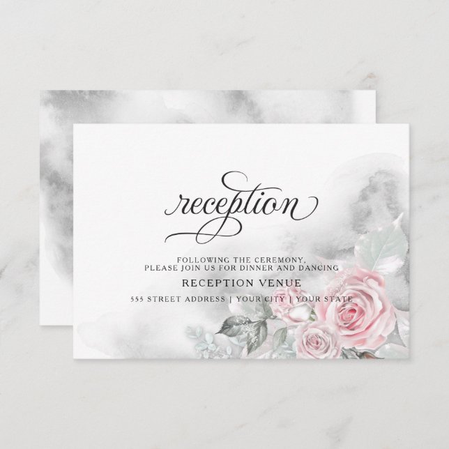 Shimmery Pink Roses  BarefootBride™ Invitation (Front/Back)
