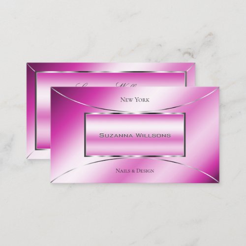 Shimmery Pink with Silver Decor Professional Chic Business Card