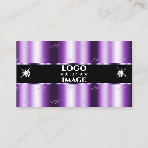 Shimmery Purple Black Sparkling Diamonds with Logo Business Card
