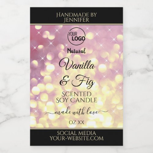 Shimmery Purple Gold Glitter Logo Product Labels