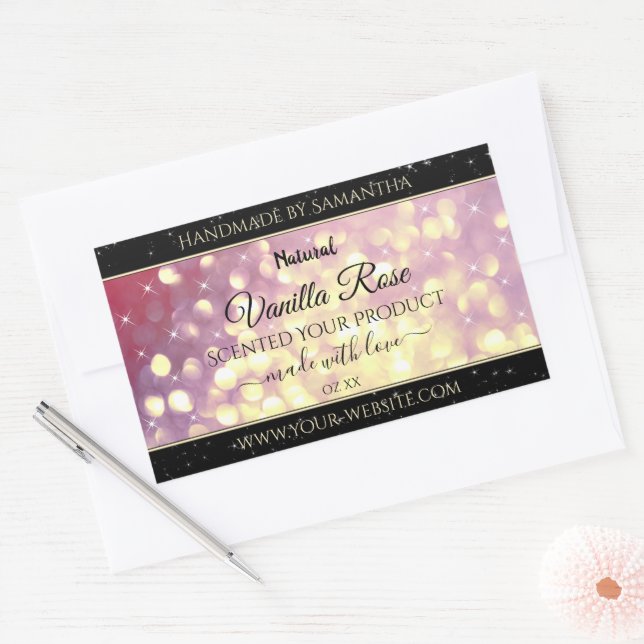 Shimmery Purple Gold Glitter Sparkle Product Label (Envelope)
