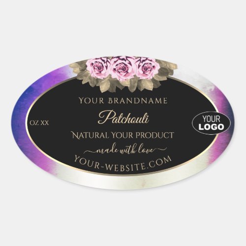 Shimmery Purple Marble Black Product Labels Logo