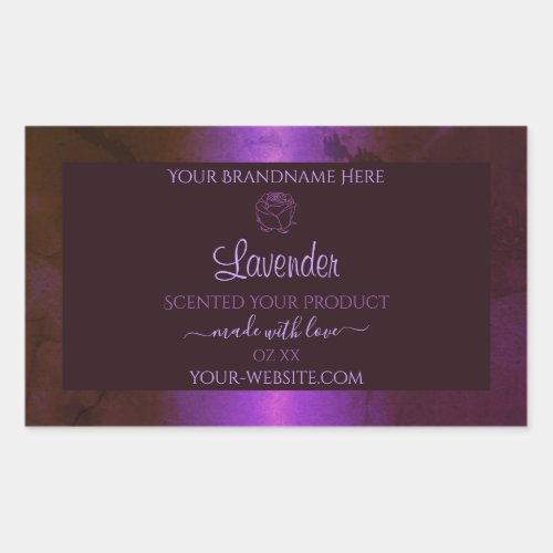 Shimmery Purple Marble Product Labels Rose Flower