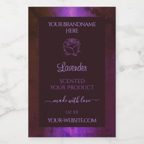 Shimmery Purple Marble Product Labels Rose Flower