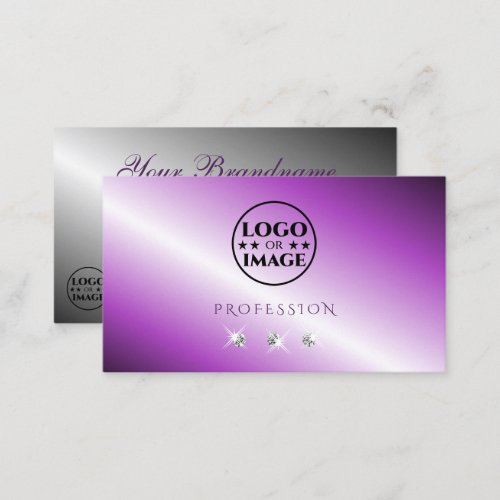 Shimmery Purple Silver Sparkling Diamonds Add Logo Business Card