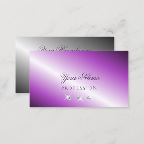 Shimmery Purple Silver Sparkling Diamonds Stylish Business Card
