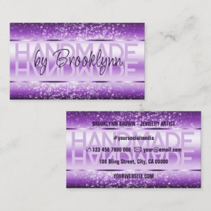 Shimmery Purple Sparkle Stars Soft Glitter Glam Business Card