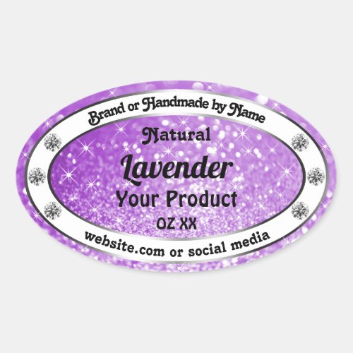 Shimmery Purple Sparkling Glitter Product Labels