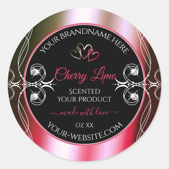 Shimmery Red and Green Product Labels Jewels Black (Front)
