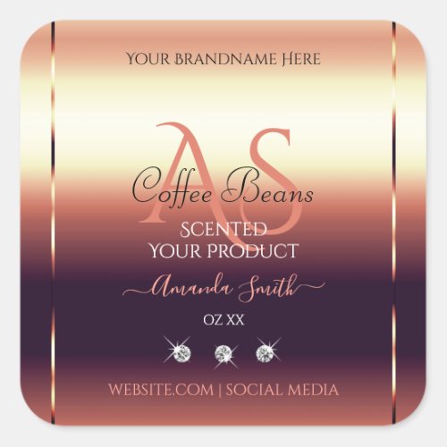 Shimmery Red Brown Product Labels Jewels Initials