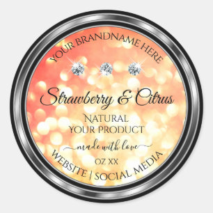 Shimmery Red Gold Glitter Product Labels Diamonds