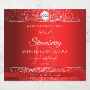 Shimmery Red Logo Initials Glitter Product Labels