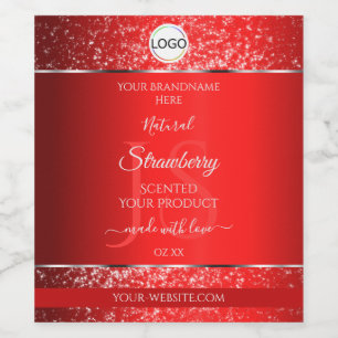 Shimmery Red Logo Initials Glitter Product Labels