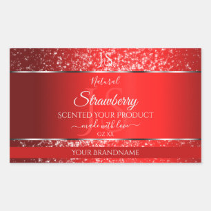 Shimmery Red with Glitter Initials Product Labels