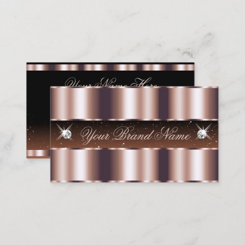 Shimmery Rose Gold Brown Sparkle Jewels Stylish Business Card
