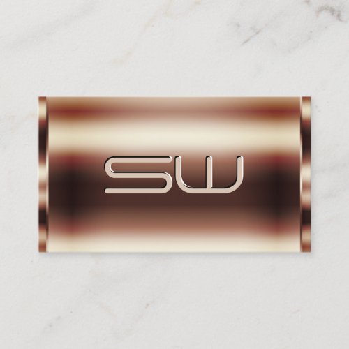Shimmery Rose Gold Faux 3D Monogram Professional Business Card