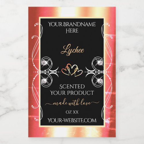 Shimmery Rose Gold Product Labels Diamonds Black