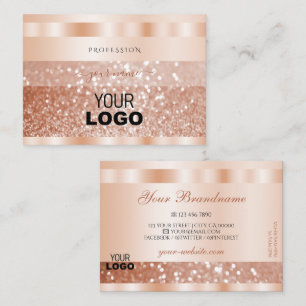 Shimmery Rose Gold Sparkle Glitter Add Logo Luxury Business Card