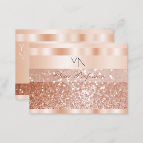 Shimmery Rose Gold Sparkle Glitter Monogram Luxury Business Card