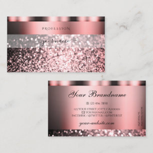 Shimmery Rose Pink Sparkling Glitter Professional Business Card