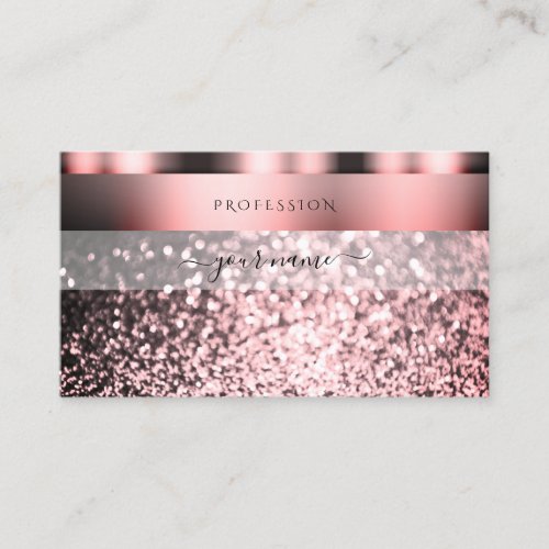 Shimmery Rose Pink Sparkling Glitter Professional Business Card