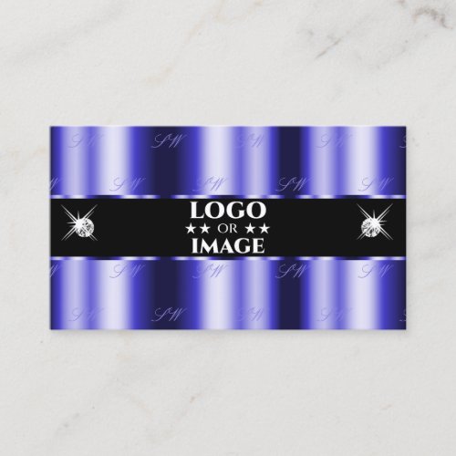 Shimmery Royal Blue Black Sparkle Jewels with Logo Business Card