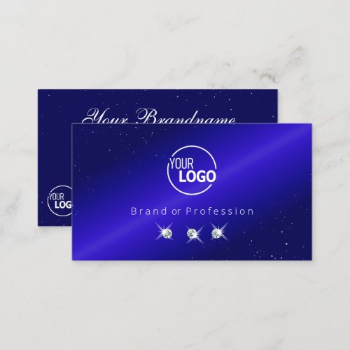 Shimmery Royal Blue Sparkling Diamonds with Logo Business Card