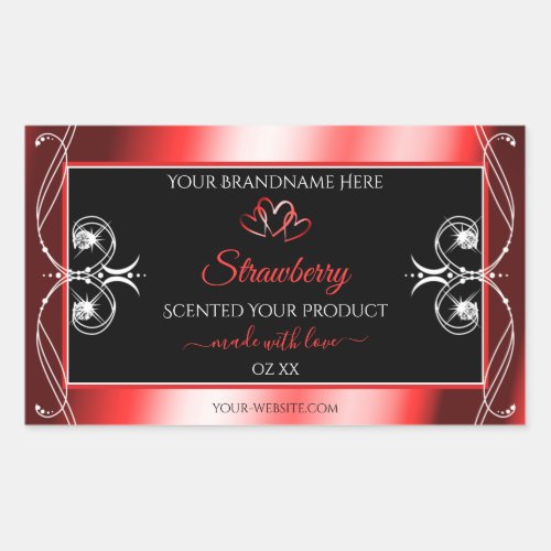 Shimmery Ruby Red Frame Black Product Label Jewels