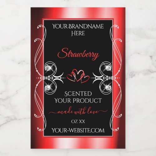 Shimmery Ruby Red Frame Black Product Label Jewels