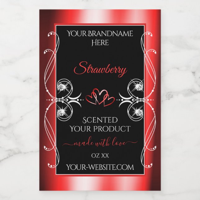Shimmery Ruby Red Frame Black Product Label Jewels (Single Label)
