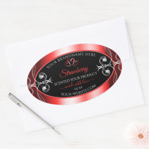 Shimmery Ruby Red Frame Black Product Label Jewels