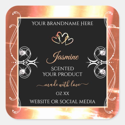 Shimmery Salmon Cream Product Labels Jewels Black
