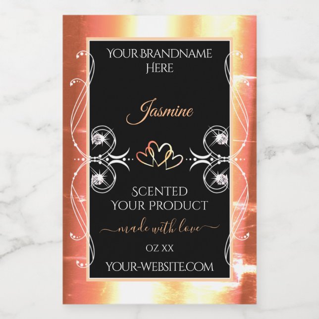 Shimmery Salmon Cream Product Labels Jewels Black (Single Label)
