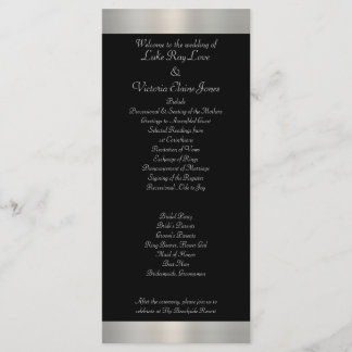 Shimmery Silver & Black Striped Bow Wedding Program