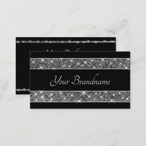 Shimmery Silver Glitter Sparkle Stars Glamorous Business Card