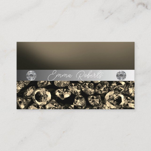 Shimmery Silver Sparkle Glitter Diamonds Business  Business Card (Front)