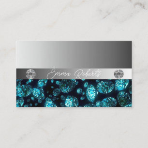 Shimmery Silver Sparkle Glitter Diamonds Business Card