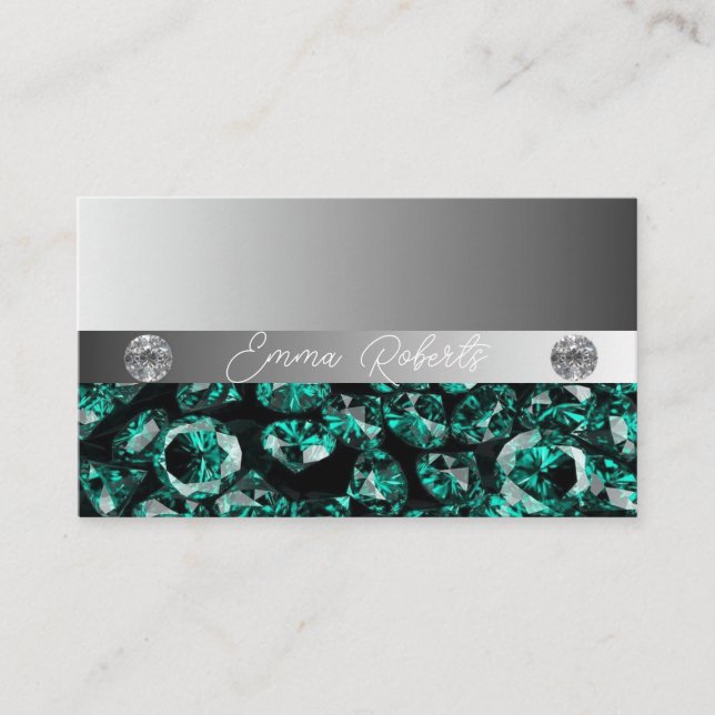 Shimmery Silver Sparkle Glitter Diamonds  Business Card (Front)