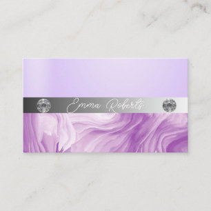 Shimmery Silver Sparkle Glitter Diamonds Purple Business Card