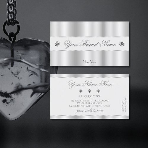 Shimmery Silver Sparkle Jewels Elegant Luxurious Business Card